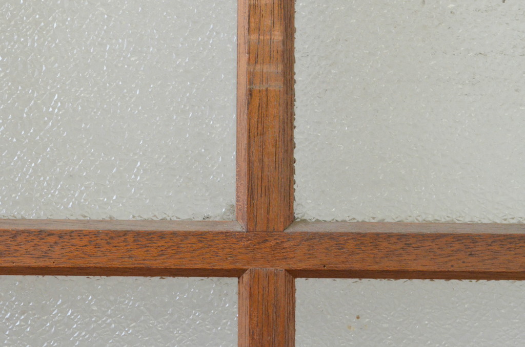 アンティーク建具　温かみのある木味が魅力のガラス戸2枚セット(引き戸)(R-065576)