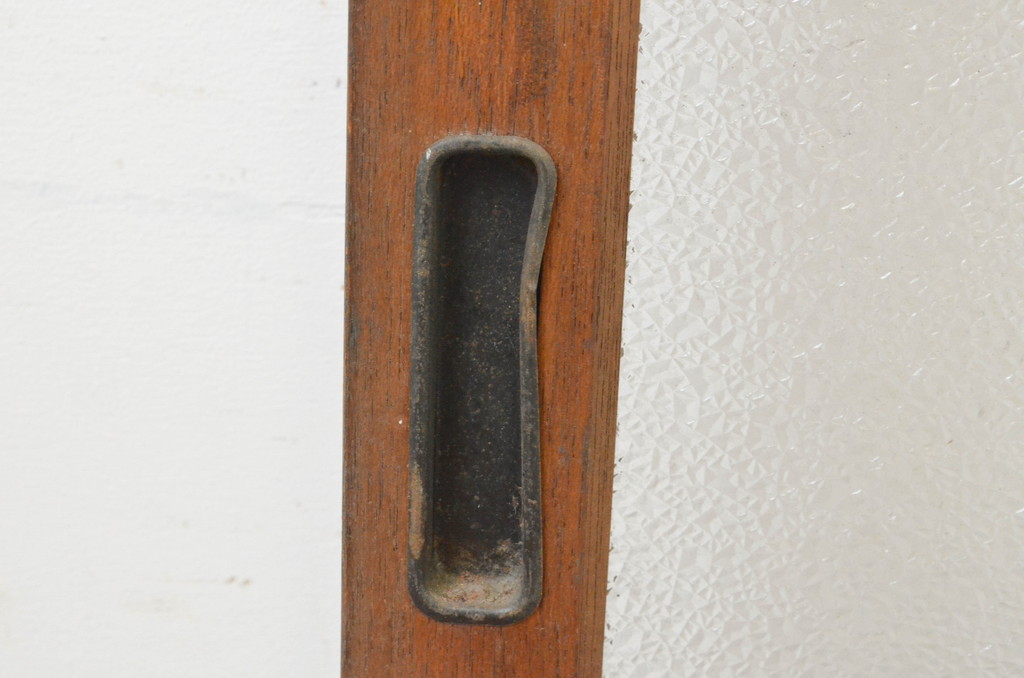 アンティーク建具　温かみのある木味が魅力のガラス戸2枚セット(引き戸)(R-065576)