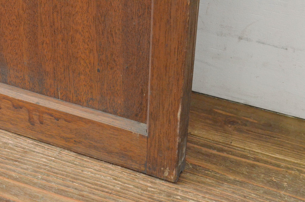アンティーク建具　温かみのある木味が魅力のガラス戸2枚セット(引き戸)(R-065576)