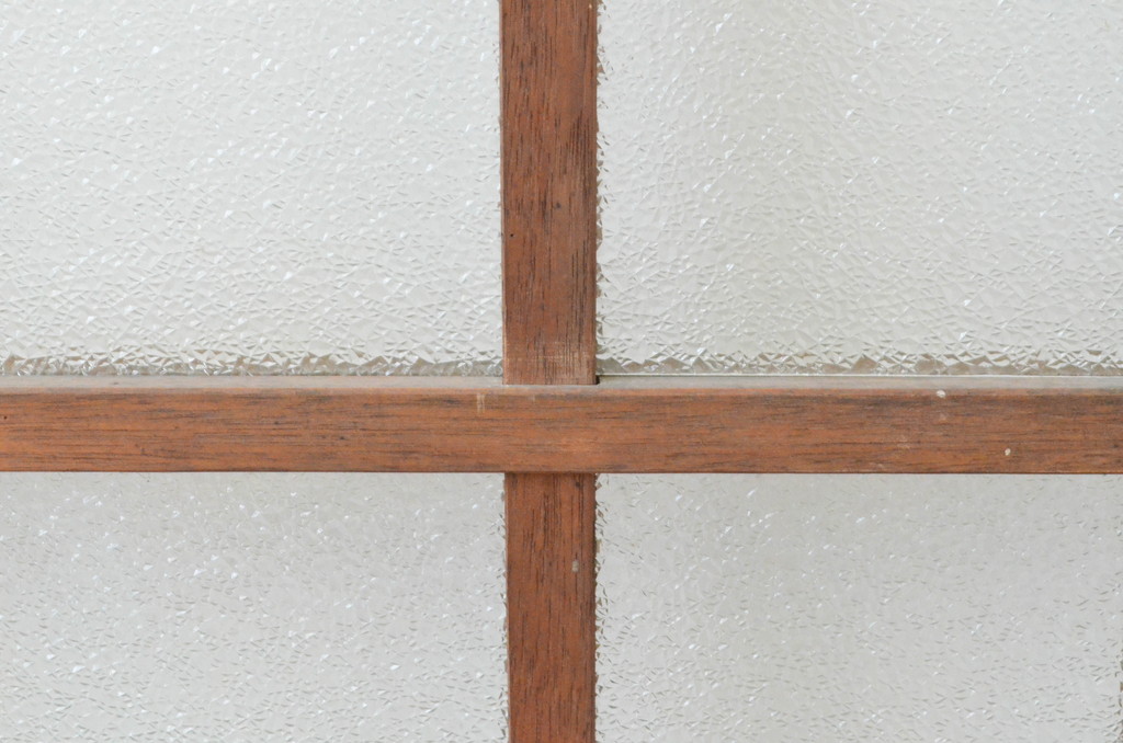 アンティーク建具　温かみのある木味が魅力のガラス戸2枚セット(引き戸)(R-065576)