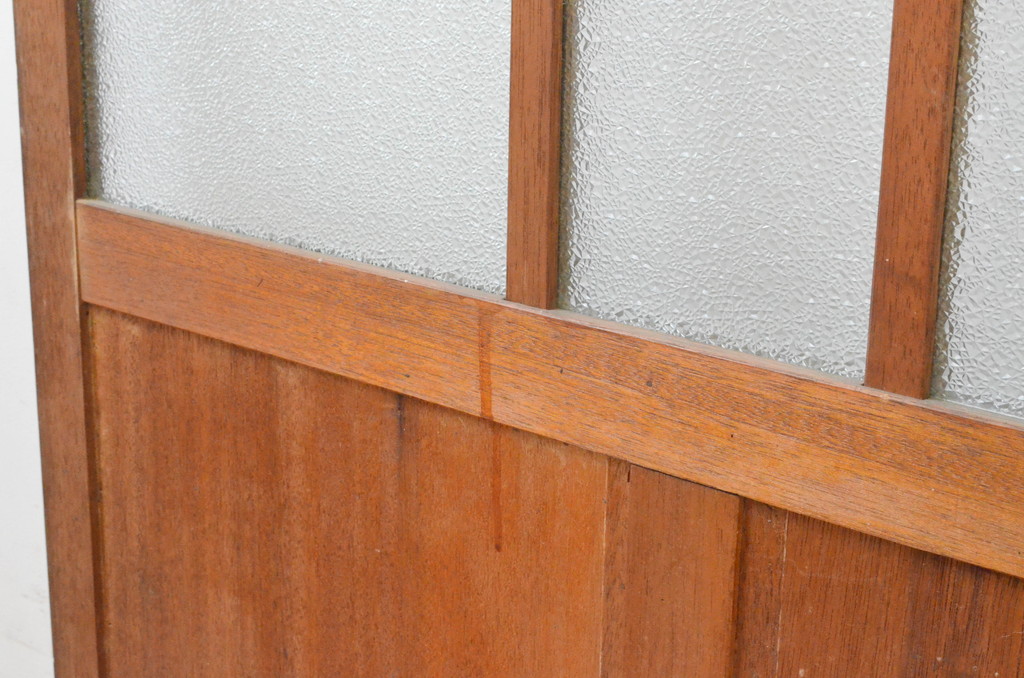 アンティーク建具　温かみのある木味が魅力のガラス戸2枚セット(引き戸)(R-065576)