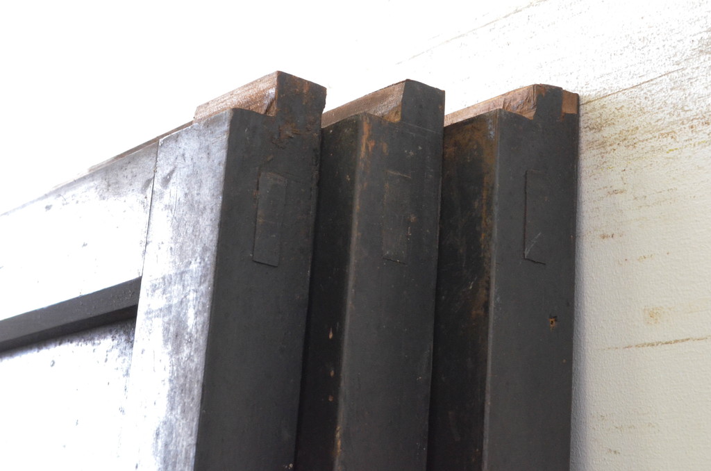 アンティーク建具　上質な和の趣あふれる帯戸3枚セット(引き戸、板戸)(R-065552)