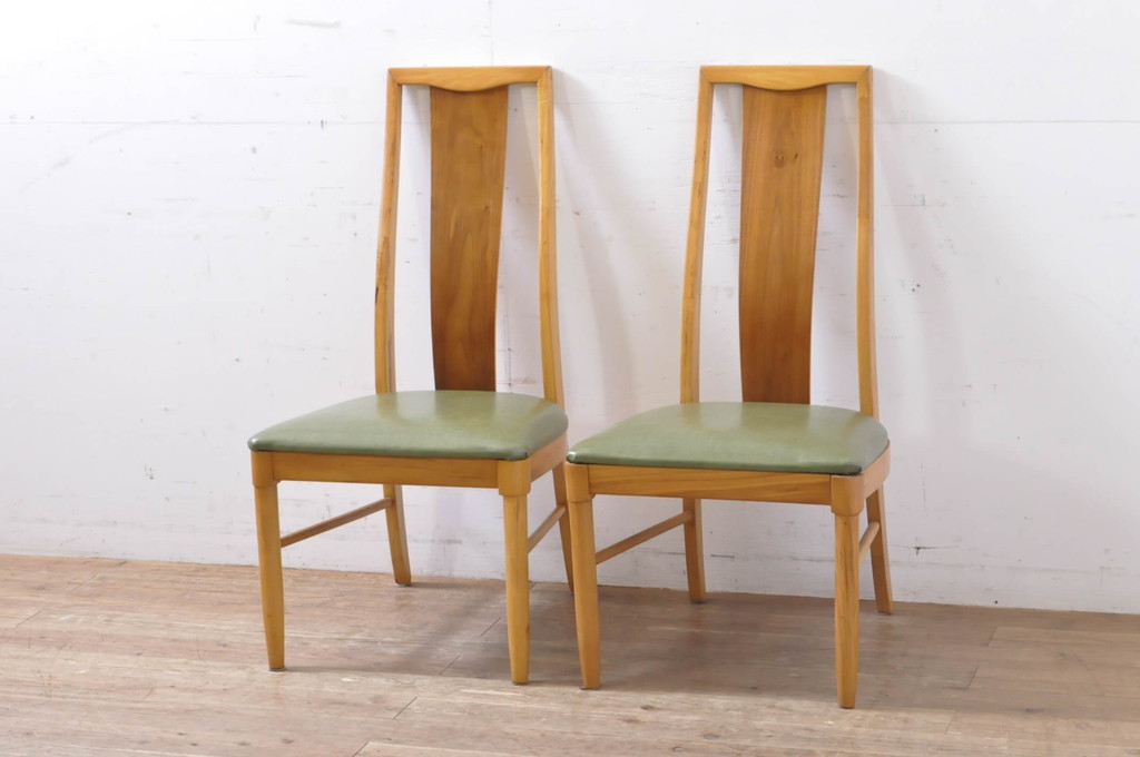 中古　美品　DREXEL HERITAGE(ドレクセルヘリテイジ)　北欧テイストのお部屋におすすめ!!洗練されたモダンデザインが美しいダイニングチェア2脚セット(椅子、イス)(R-066803)