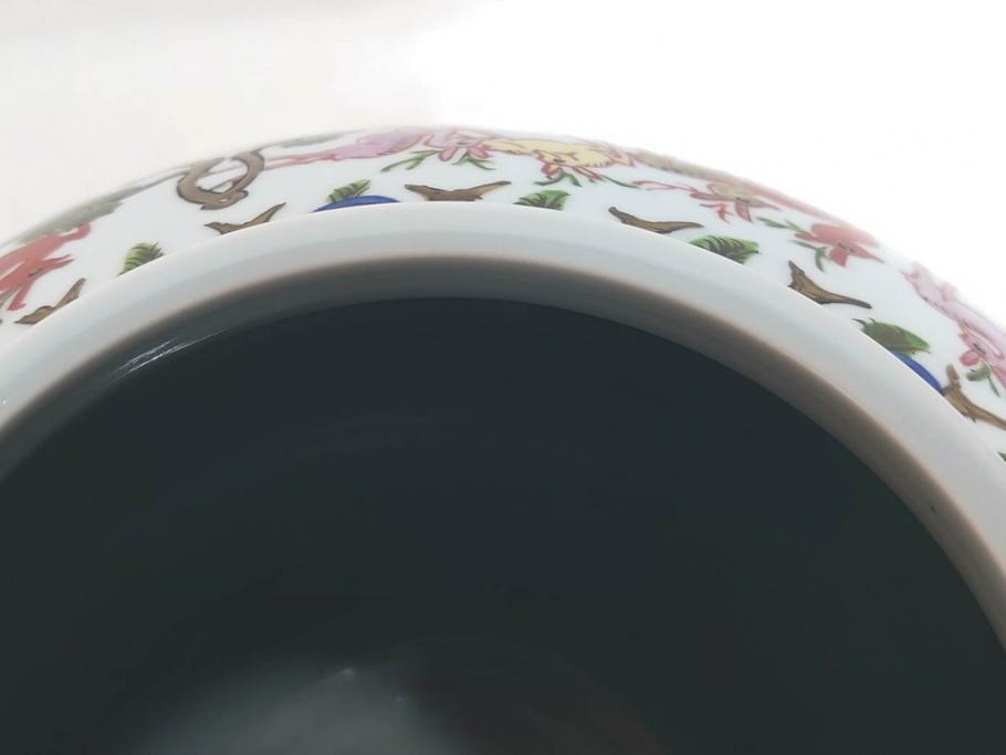 田代亮秀　有田焼　染錦群鹿紋　高さ 約28cm　華やかで温かみを感じる壷(花生、花瓶、花器、花入れ、壺、裏印、共箱付き)(R-081504)