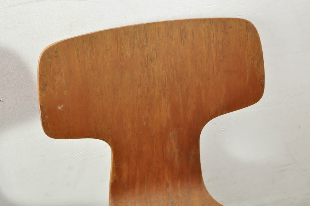 デンマークビンテージ　FRITZ HANSEN(フリッツハンセン)　Arne Jacobsen(アルネ・ヤコブセン)　model.3123　子供用Tチェア3脚セット(キッズチェア、ハンマーチェア、チャイルドチェア、ダイニングチェア、板座チェア、北欧、ヴィンテージ)(R-080793)