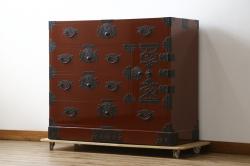 中古　美品　屋久杉・中桐　職人手造り工芸家具　和モダンなサイドボード(キャビネット、収納棚、戸棚、茶箪笥)(R-058543)