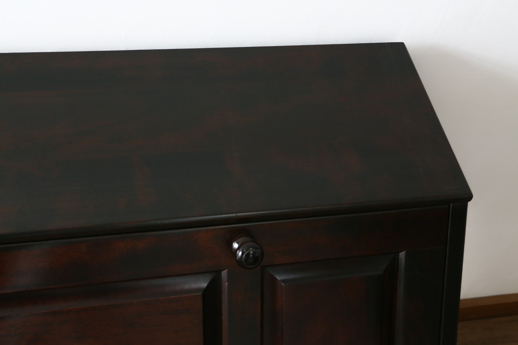中古　美品　カバ材　北の匠　山室家具製作所　希少な絶版品!風格ある存在感のライティングビューロー(デスク、両袖机、ワークデスク、在宅ワーク)(R-058150)