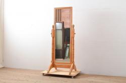 アンティーク雑貨　ラフジュ工房オリジナル　アンティークペイントブラックウォールミラー(2)(鏡、姿見)