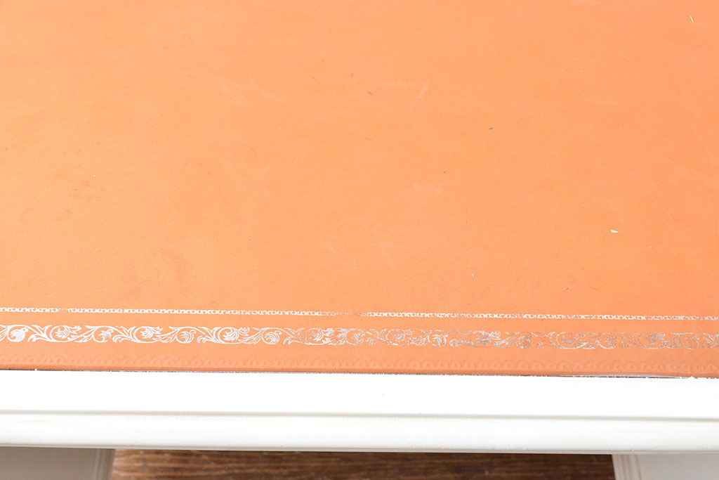 イタリアビンテージ　SILIK(シリック)　天板本革製　ハンドメイド　ロココ調の贅沢なデスク(片袖机、ヴィンテージ、在宅用、在宅ワーク)(定価約120万円)(R-056669)