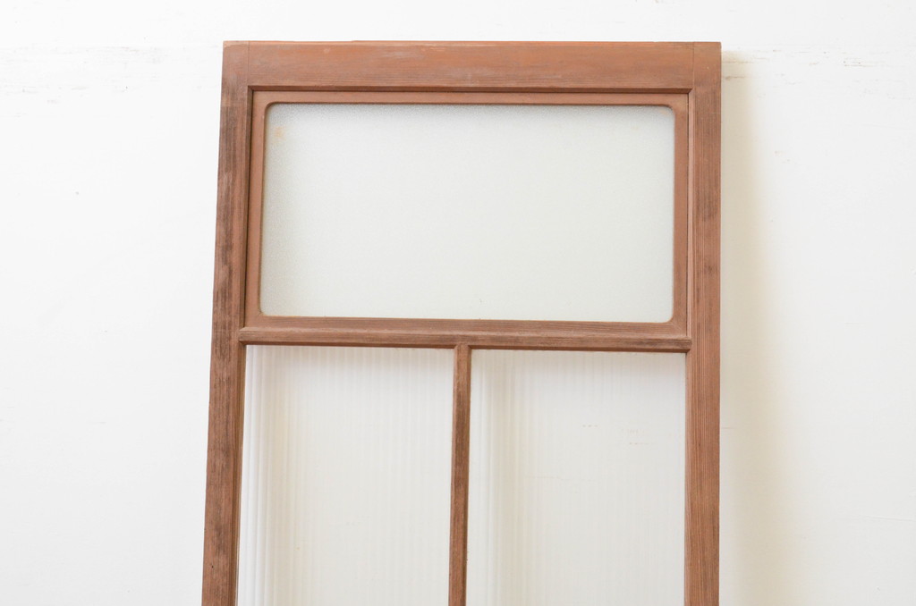アンティーク建具　レトロなモールガラス入りのガラス戸1枚(引き戸)(R-067342)