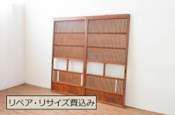 アンティーク建具　杉材　和モダンな空間を演出する板戸窓4枚セット(引き戸)(R-067949)