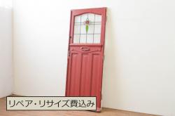 【セミオーダー家具実例】ガラス戸3枚をリサイズしました。割れている箇所に新たにクリアガラスを入れ替え、引き手を取り付け。ペイントはご希望の薄いグリーンのベタ塗りで、ナチュラルフレンチな仕上がりになりました。(引き戸、建具)
