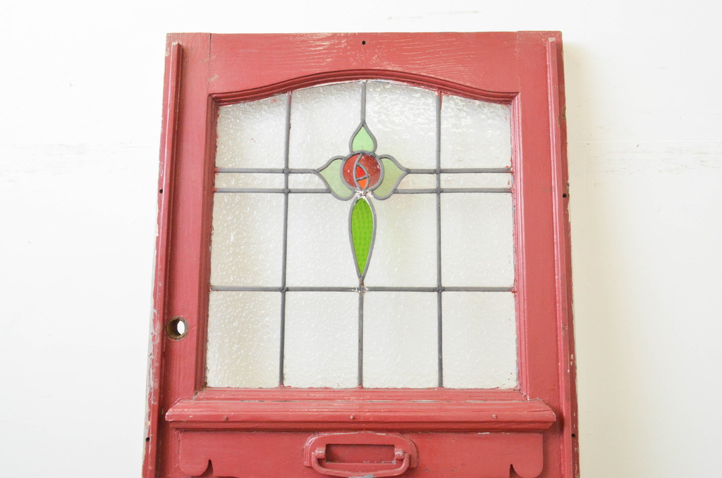 イギリスアンティーク ステンドグラスがおしゃれな木製ドア1枚(木製扉、ガラス扉、玄関ドア、建具、英国)(R-067352) ラフジュ工房