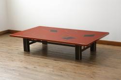 和製アンティーク　天板タモ材　一枚板の趣ある杢目が目を惹くローテーブル(座卓、センターテーブル、リビングテーブル、フロアテーブル、作業台)(R-064148)