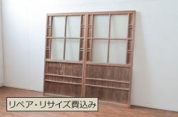 海外アンティーク　オーク材　フレンチな雰囲気溢れる可憐なデザインのアイアンフェンス入りドア1枚(建具、木製扉)(R-068518)