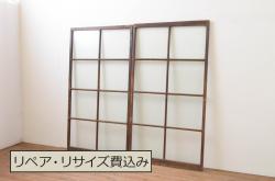 和製アンティーク　昭和初期　立派な古いお屋敷で使われていた幅約2.7メートルの手すり(手摺、柵、欄干、木製フェンス)(R-065276)
