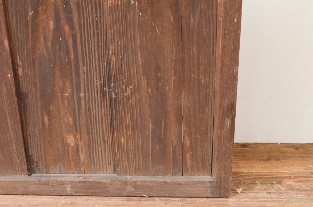 アンティーク建具　木の風合いが味わい深いガラス扉1枚(木製扉、ドア)(R-067364)
