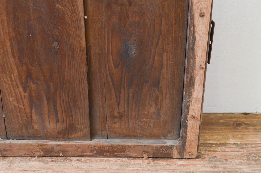 アンティーク建具　木の風合いが味わい深いガラス扉1枚(木製扉、ドア)(R-067364)