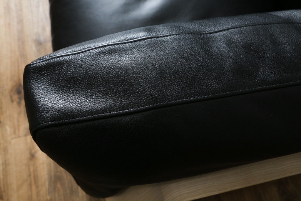 中古　超美品　Cassina(カッシーナ)　ELORO(エローロ)　FY革　本革　洗練されたモダンデザインが格好いい!!メンズライクな空間を演出する2人掛けソファ(2P、二人掛け、クッションソファ、レザーソファ、アームソファ)(定価約170万円)(R-062160)