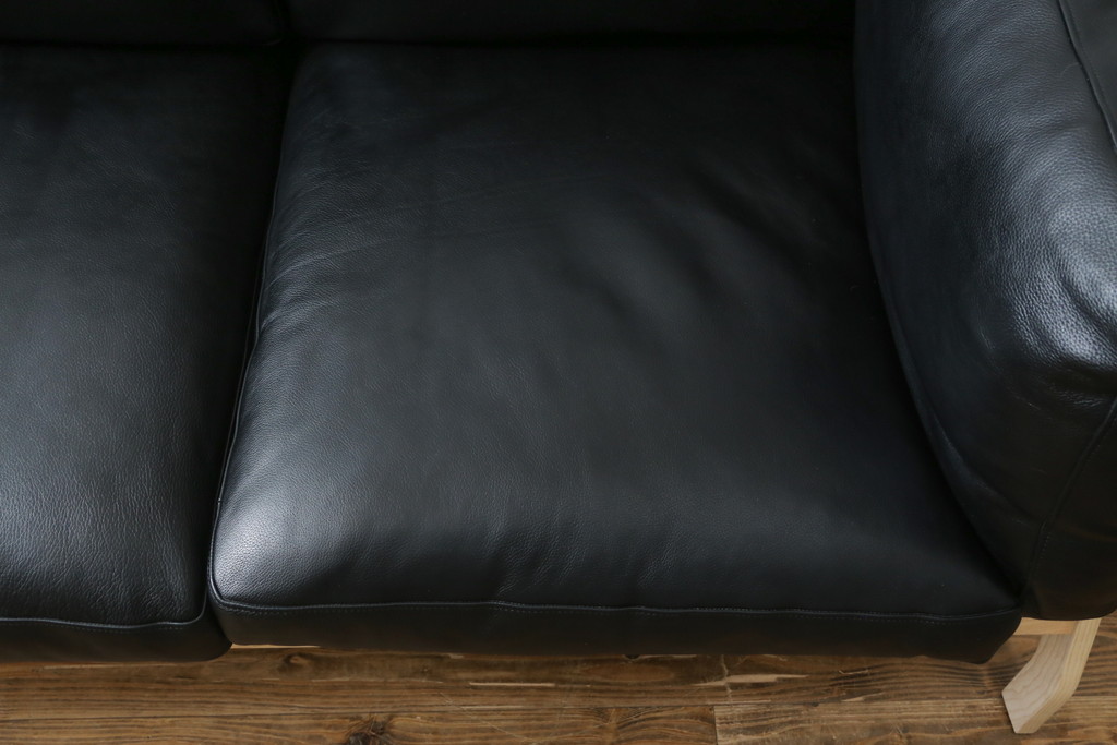 中古　超美品　Cassina(カッシーナ)　ELORO(エローロ)　FY革　本革　洗練されたモダンデザインが格好いい!!メンズライクな空間を演出する2人掛けソファ(2P、二人掛け、クッションソファ、レザーソファ、アームソファ)(定価約170万円)(R-062160)