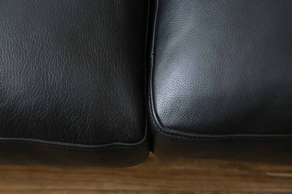 中古　超美品　Cassina(カッシーナ)　ELORO(エローロ)　FY革　本革　洗練されたモダンデザインが格好いい!!メンズライクな空間を演出する2人掛けソファ(2P、二人掛け、クッションソファ、レザーソファ、アームソファ)(定価約170万円)(R-062160)