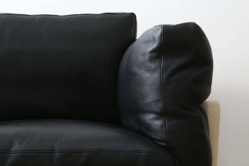 中古　超美品　Cassina(カッシーナ)　ELORO(エローロ)　FY革　本革　洗練されたモダンデザインが格好いい!!メンズライクな空間を演出する2人掛けソファ(2P、二人掛け、クッションソファ、レザーソファ、アームソファ)(定価約170万円)(R-062160)