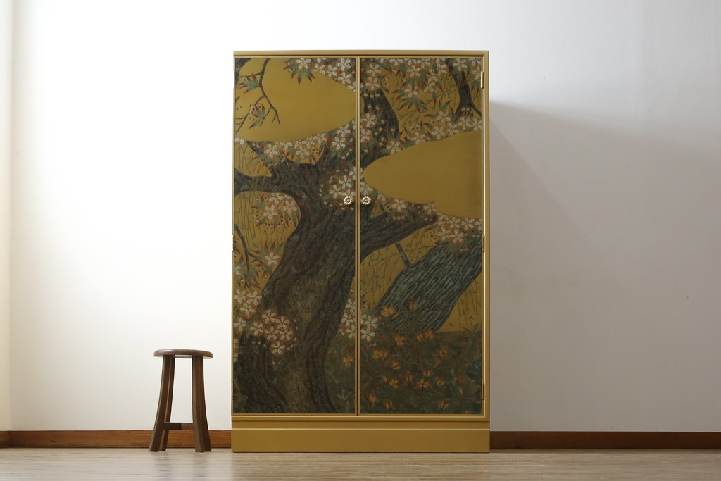 中古　最高級品　宝石象嵌工芸品　光泉　光雲　蒔絵　圧巻!色とりどりの輝きを放つ宝石が空間を華やかに彩る整理タンス(着物箪笥、引き出し、チェスト、収納箪笥)(R-054428)
