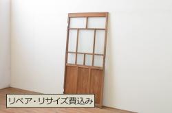 和製アンティーク　くっきりとした木目をお楽しみいただけるガラス戸1枚(引き戸、建具)(R-055310)