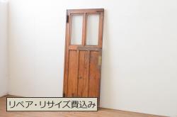 アンティーク建具　杉材　素朴な木の風合いが魅力の板戸窓2枚セット(引き戸)(R-067842)