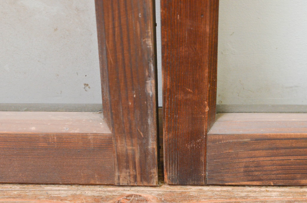 アンティーク建具　古い木味が趣のあるガラス窓4枚セット(引き戸、ガラス戸)(R-066849)