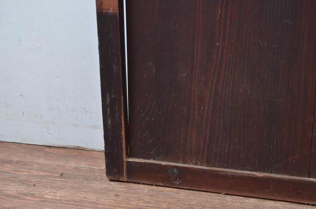 アンティーク建具　明治　深い色合いが味わい深い帯戸1枚(引き戸、板戸)(R-080615)
