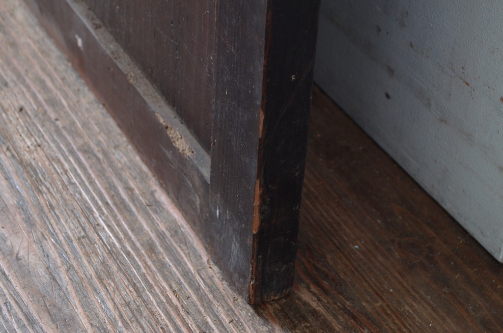 アンティーク建具　明治　深い色合いが味わい深い帯戸1枚(引き戸、板戸)(R-080615)