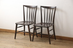 中古　美品　松本民芸家具　220F型　シックな佇まいが魅力的なチェア2脚セット(ダイニングチェア、板座チェア、椅子)(R-055841)