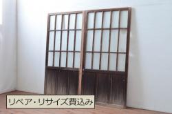 古い木味のガラスドアノブ銀モールガラスドア(扉)2