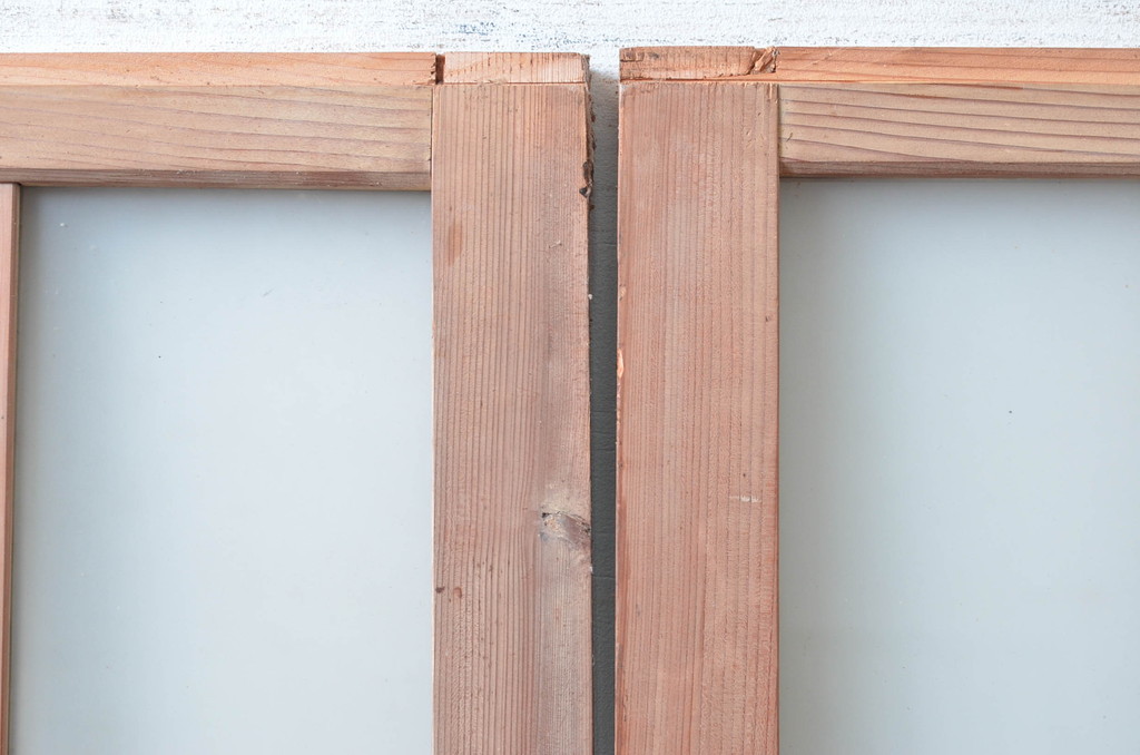アンティーク建具　風情ある佇まいが魅力的なガラス戸2枚セット(引き戸、建具)(R-080624)