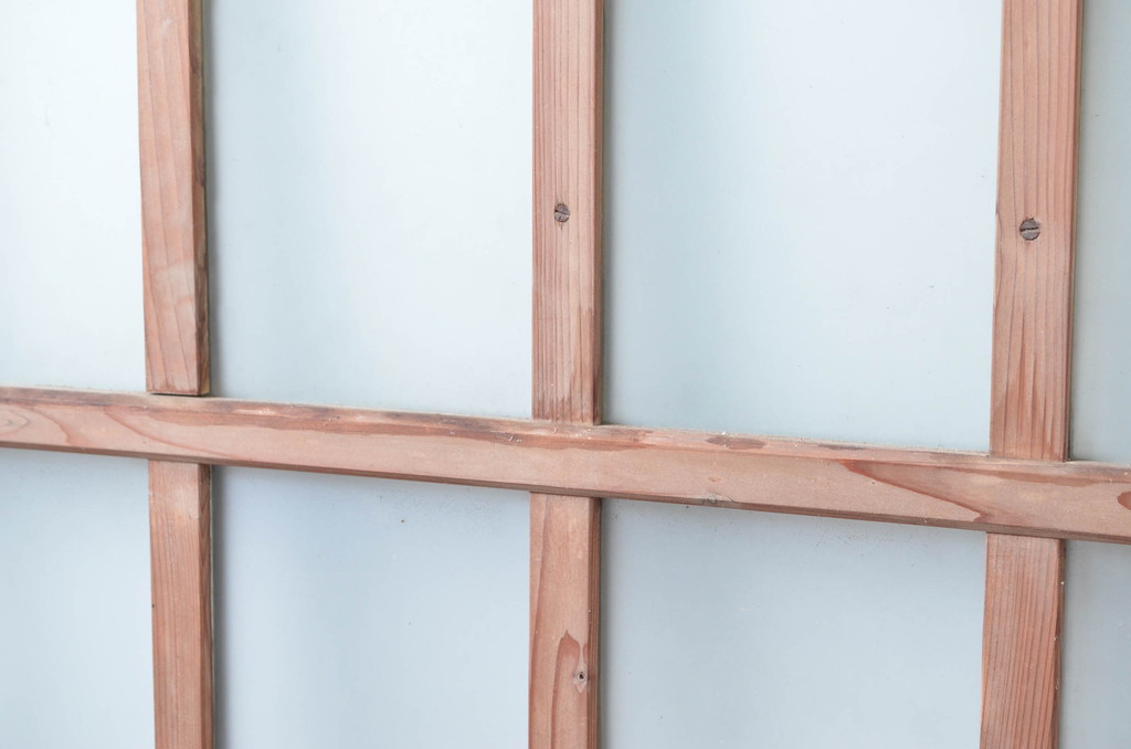 アンティーク建具　風情ある佇まいが魅力的なガラス戸2枚セット(引き戸、建具)(R-080624)