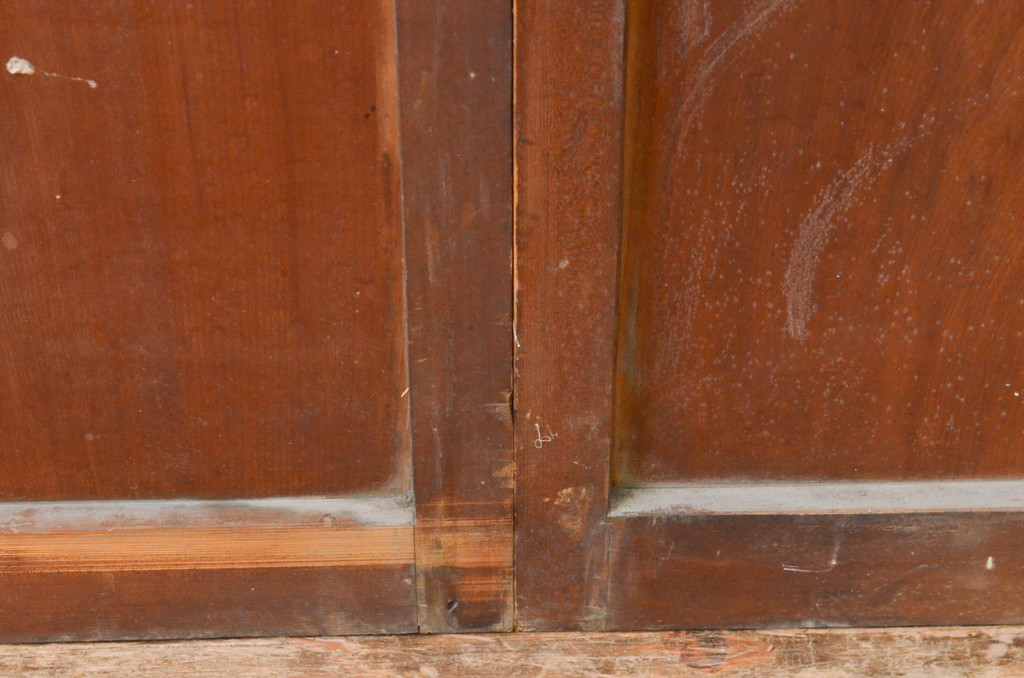 アンティーク建具　大正ロマン　ガラスにおしゃれな模様が入った組子入り幅狭ガラス戸3枚セット(引き戸)(R-066862)