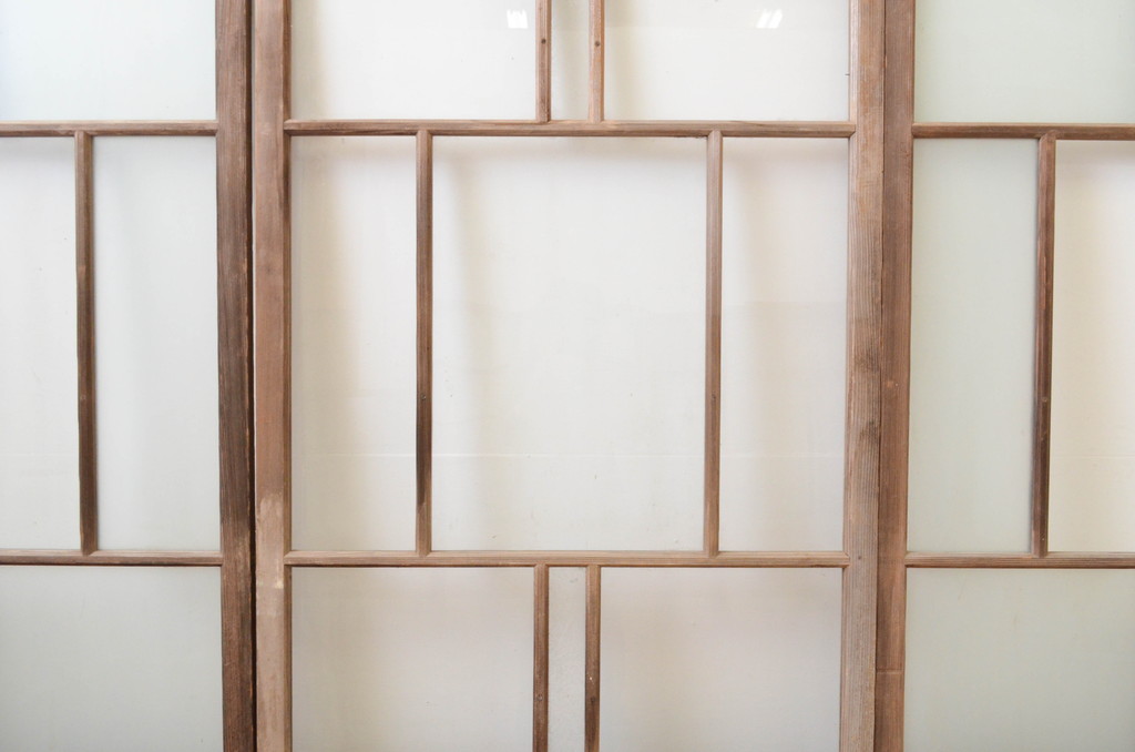 アンティーク建具　大正ロマン　和の空間を演出するガラス戸3枚セット(引き戸)(R-067293)