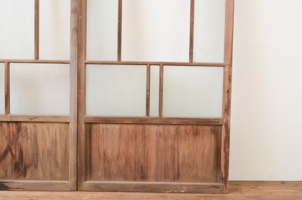 アンティーク建具　大正ロマン　和の空間を演出するガラス戸3枚セット(引き戸)(R-067293)