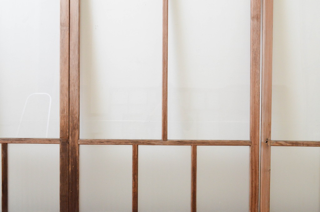 アンティーク建具　大正ロマン　和の空間を演出するガラス戸3枚セット(引き戸)(R-067294)
