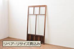 アンティーク建具　ナラ材　ダイヤガラス入り　ノスタルジックな雰囲気溢れる枠付きのFIX窓1枚(ガラス窓、フィックス、はめ殺し)(R-067862)