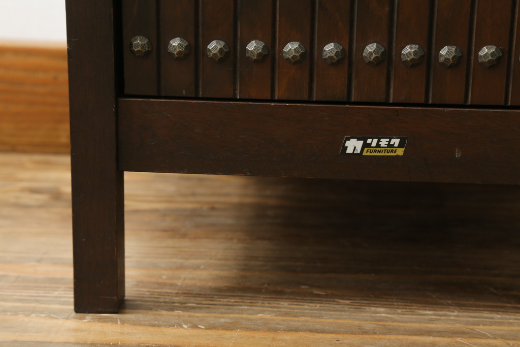 和製ビンテージ　カリモク家具(karimoku)　落ち着いたシックな色合いが魅力の電話台(サイドテーブル、コンソールテーブル、花台、飾り台、収納棚、戸棚、ヴィンテージ)(R-069530)