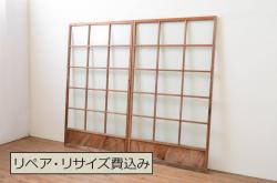 【加工実例】明治期の透かし入り板戸の丸戸車からV字戸車へ交換しました。あわせて戸枠を新規製作。(帯戸、引き戸、建具)