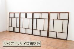 アンティーク建具　枠・ヒノキ材、板・ケヤキ材　庄内　最上級　立派な金具が存在感抜群の山形県酒田産の蔵戸(引き戸、玄関戸)(R-049321)