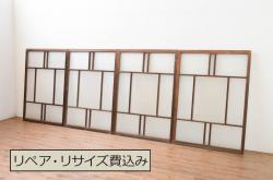 海外アンティーク　オーク材　特大!!品のあるデザインのアイアンフェンス入り両開きドア1対2枚セット(建具、木製扉)(R-068514)