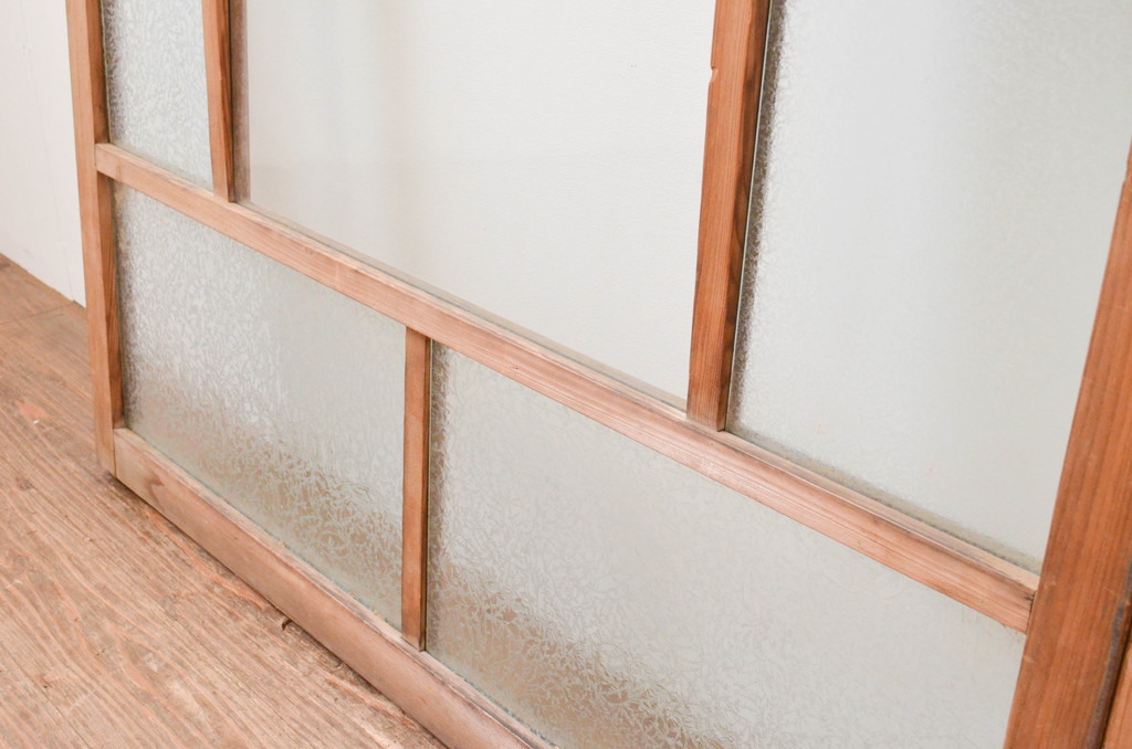 アンティーク建具　大正ロマンの雰囲気漂うガラス窓2枚セット(引き戸、ガラス戸)(R-067329)