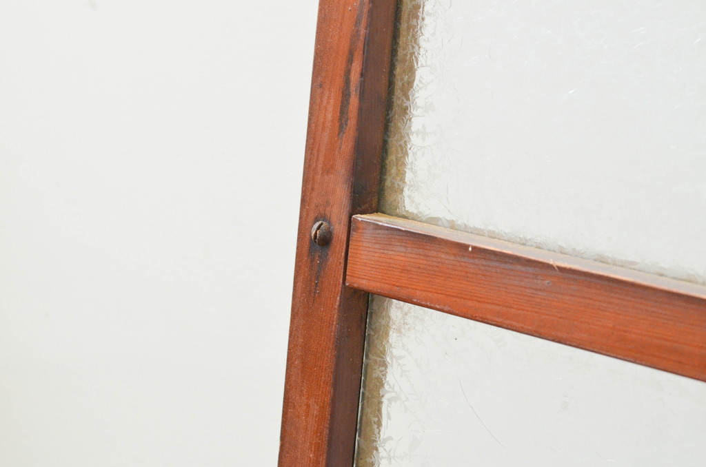 アンティーク建具　大正ロマンの雰囲気漂うガラス窓1枚(引き戸、ガラス戸)(R-067335)