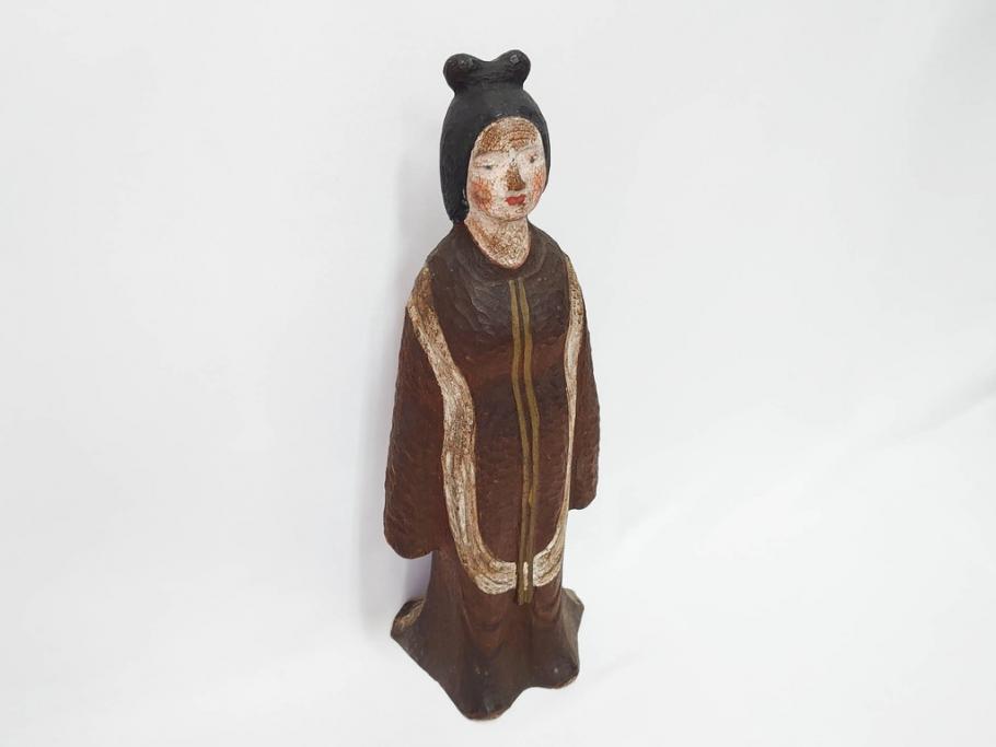 珍品　希少　彫刻家 今戸精司作　天平美人　高さ 約36.5cm　嫋やかな佇まいの木彫人形(女性像、木製、彫刻、オブジェ、置物)(R-081671)　