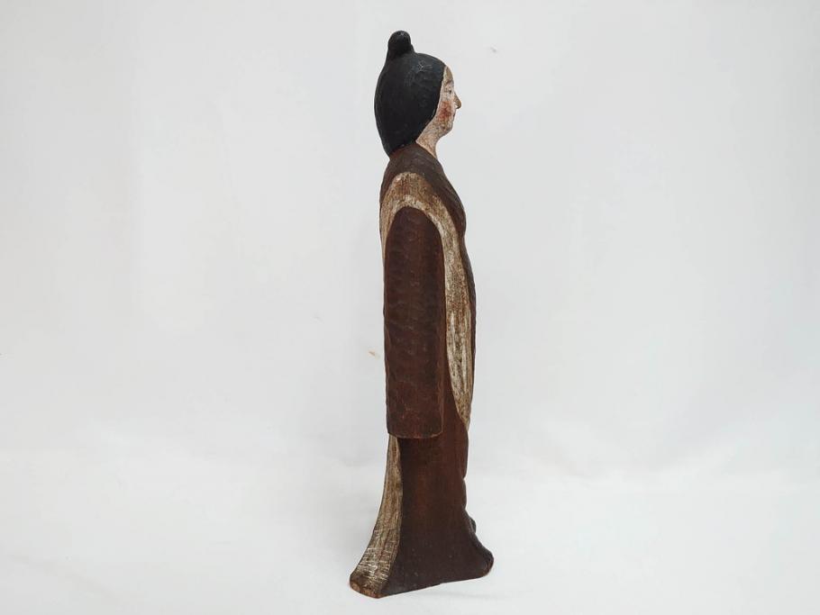 珍品　希少　彫刻家 今戸精司作　天平美人　高さ 約36.5cm　嫋やかな佇まいの木彫人形(女性像、木製、彫刻、オブジェ、置物)(R-081671)　
