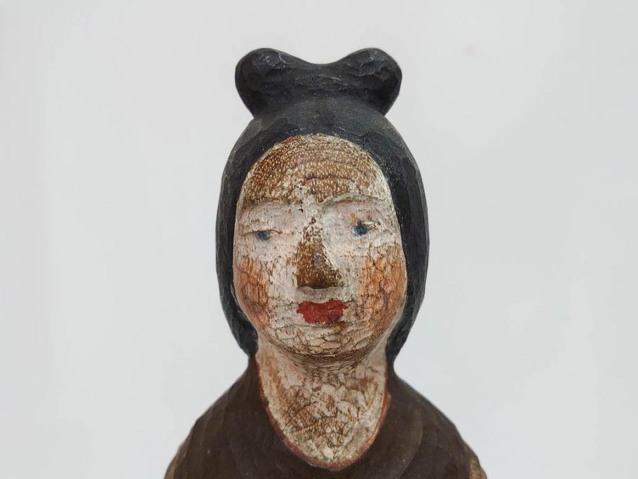 珍品　希少　彫刻家 今戸精司作　天平美人　高さ 約36.5cm　嫋やかな佇まいの木彫人形(女性像、木製、彫刻、オブジェ、置物)(R-081671)　